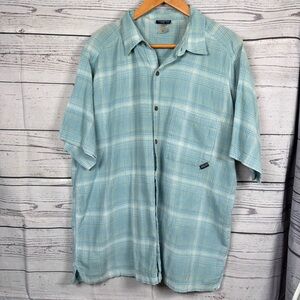 Patagonia Men's Light Blue Plaid Shirt Size L cotton